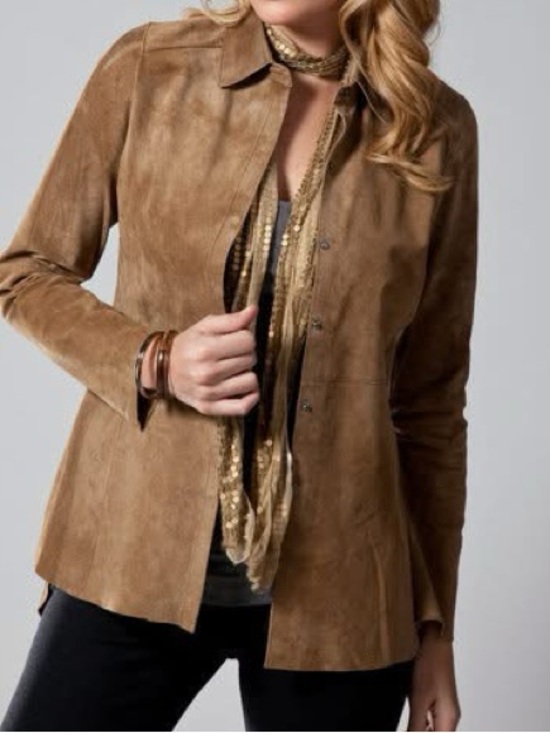 ecru Jackets & Blazers - Ecru Suede Leather Jacket size XL